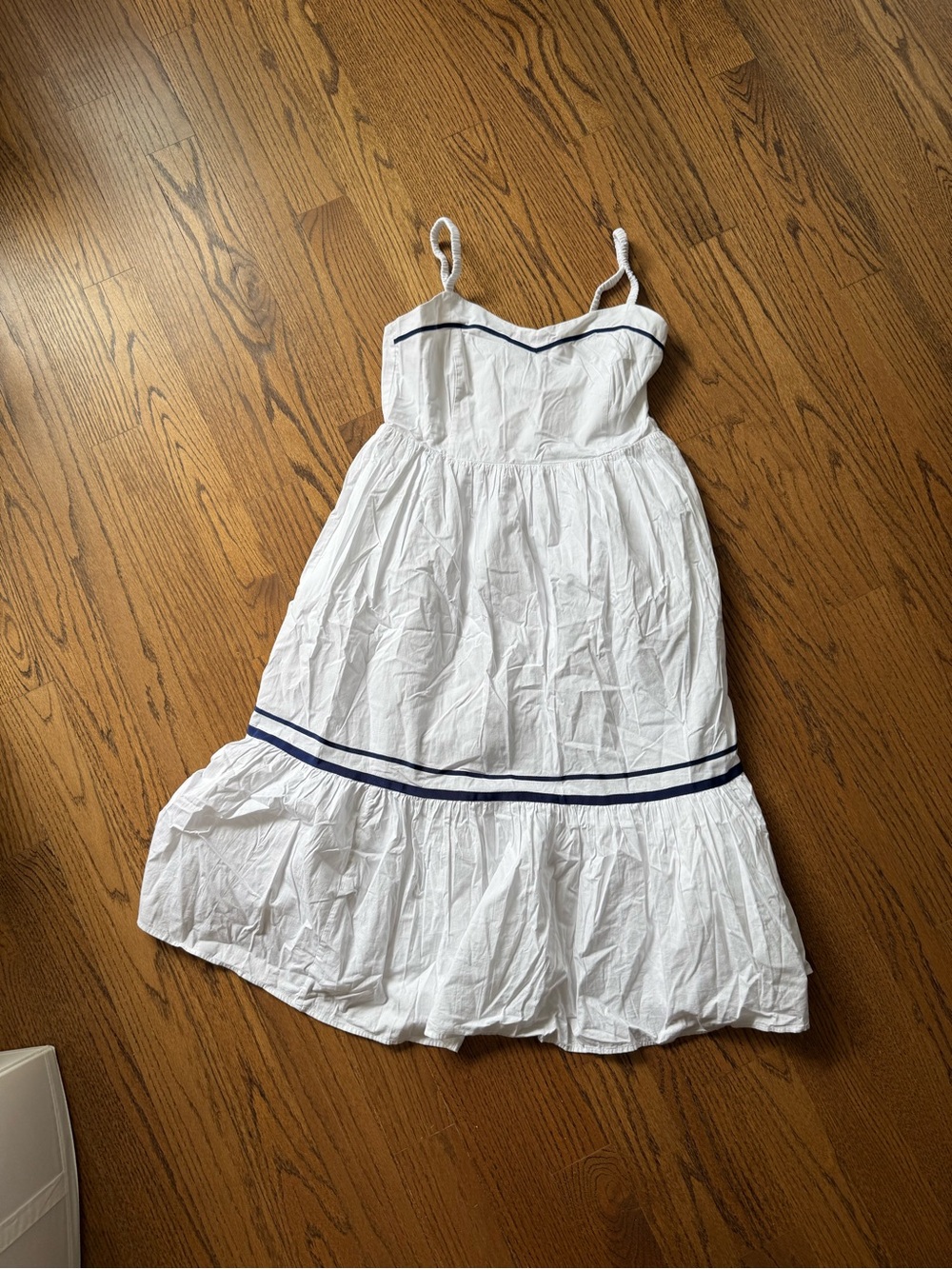J. Crew Factory White Sundress with Navy Trim